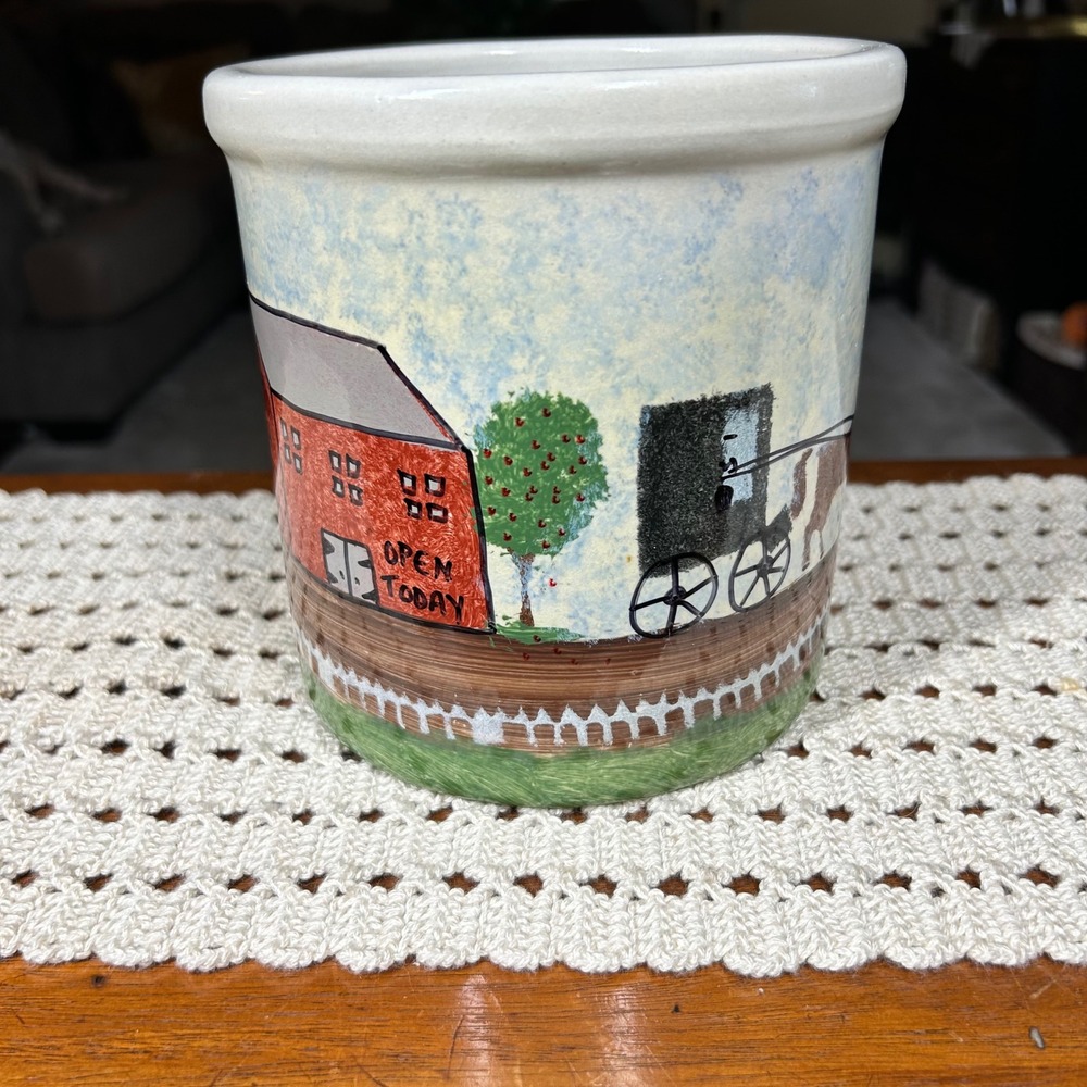 Robinson Ransbottom Amish Country Market Crock Sheri Hartley Signed 1995 Ohio
